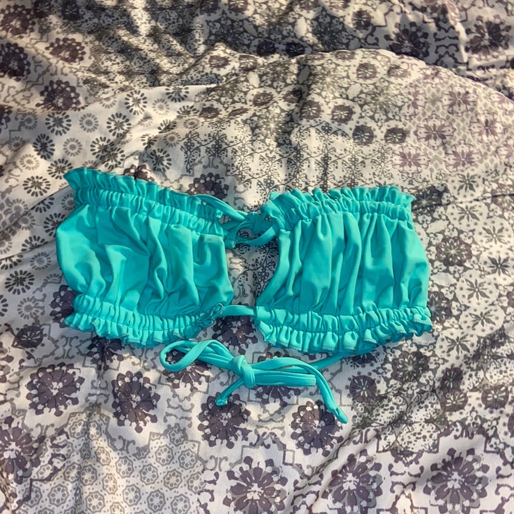 SHEIN turquoise tie bikini top